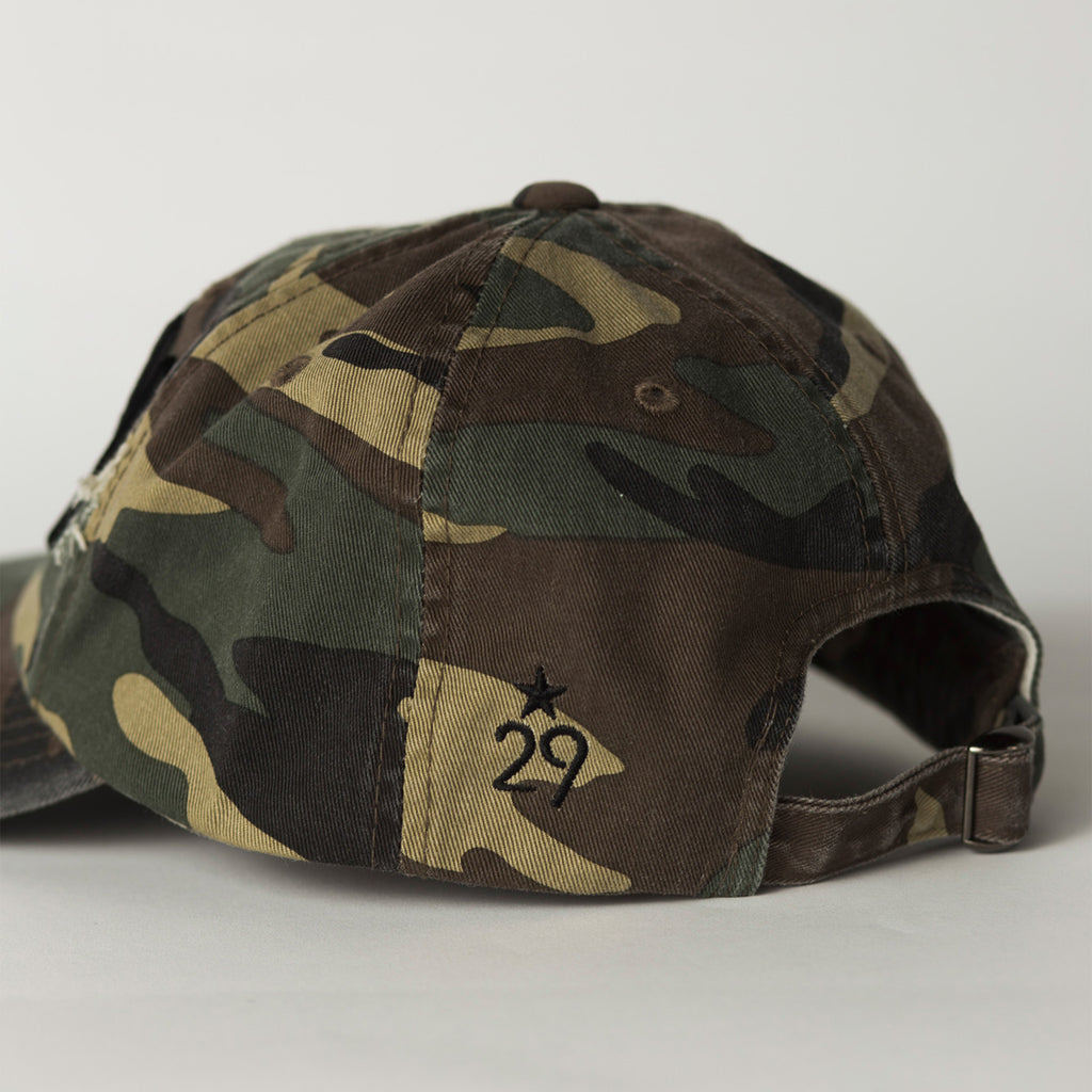 side view CITY Distressed Baseball Hat camo