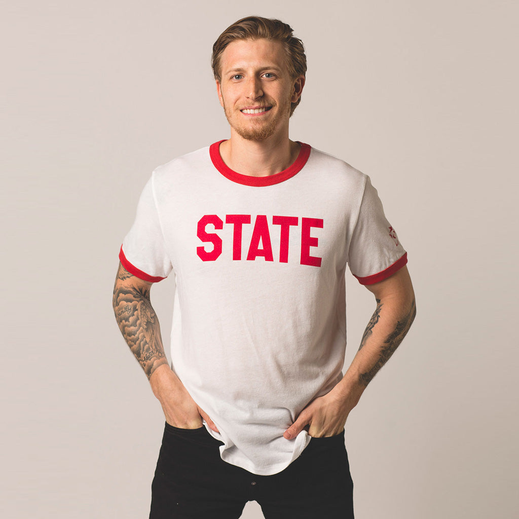alt front view on model STATE tee